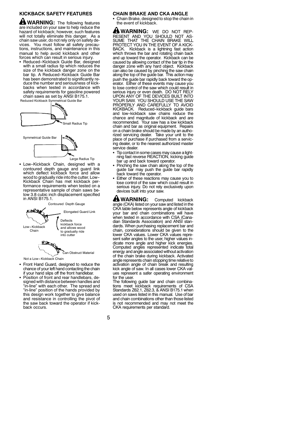 Warning | Poulan 115156526 User Manual | Page 5 / 21