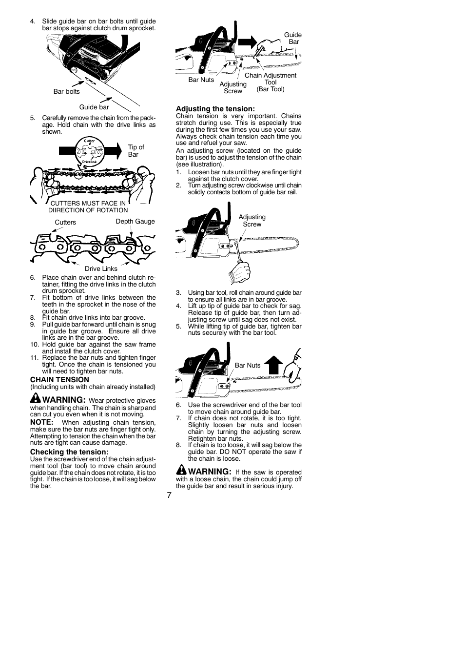 Warning | Poulan PP3516 User Manual | Page 7 / 19