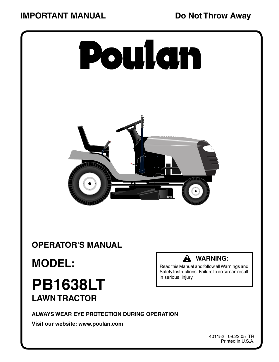 Poulan 401152 User Manual | 30 pages