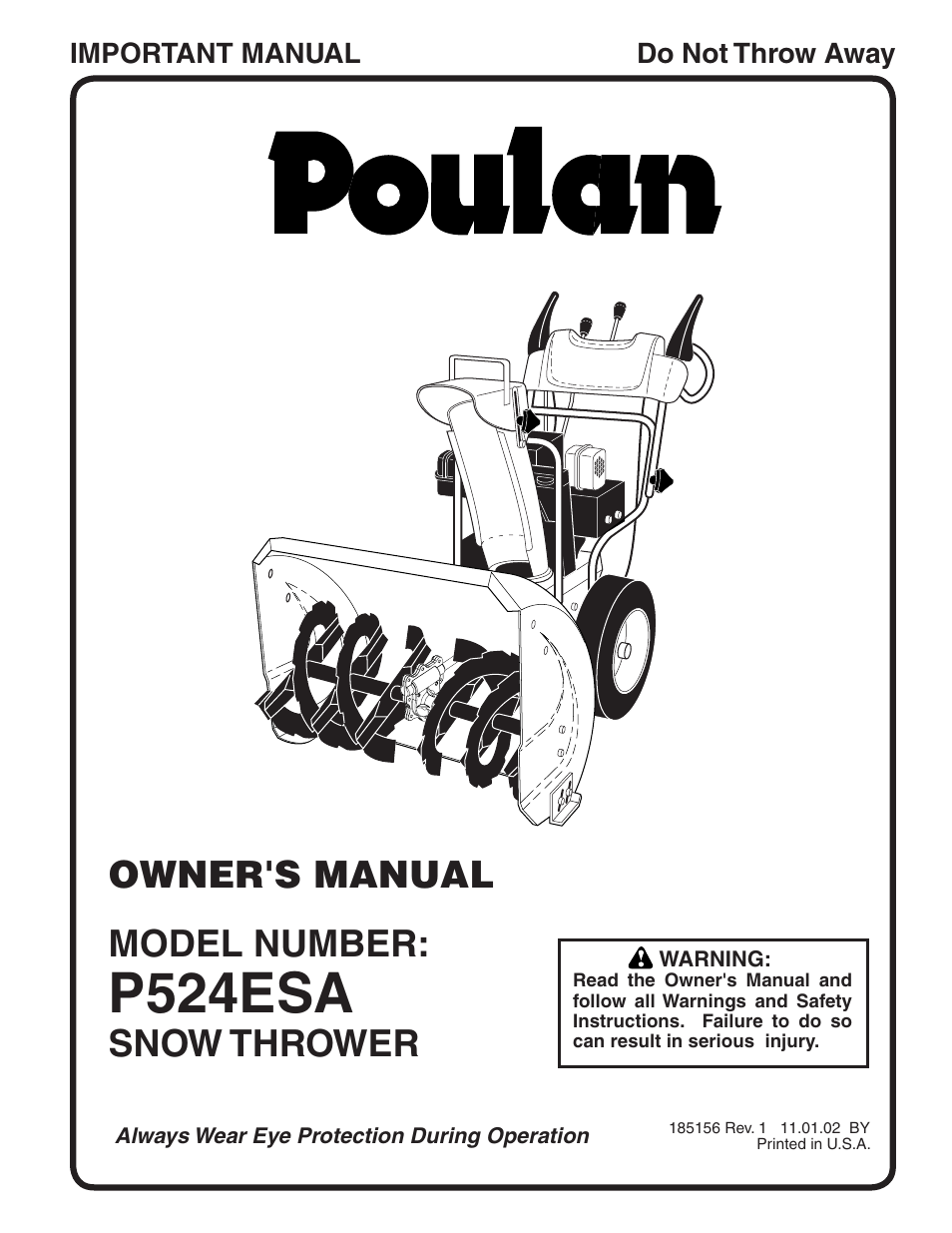 Poulan 185156 User Manual | 32 pages