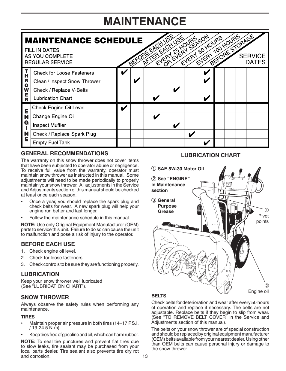 Maintenance | Poulan 421028 User Manual | Page 13 / 40