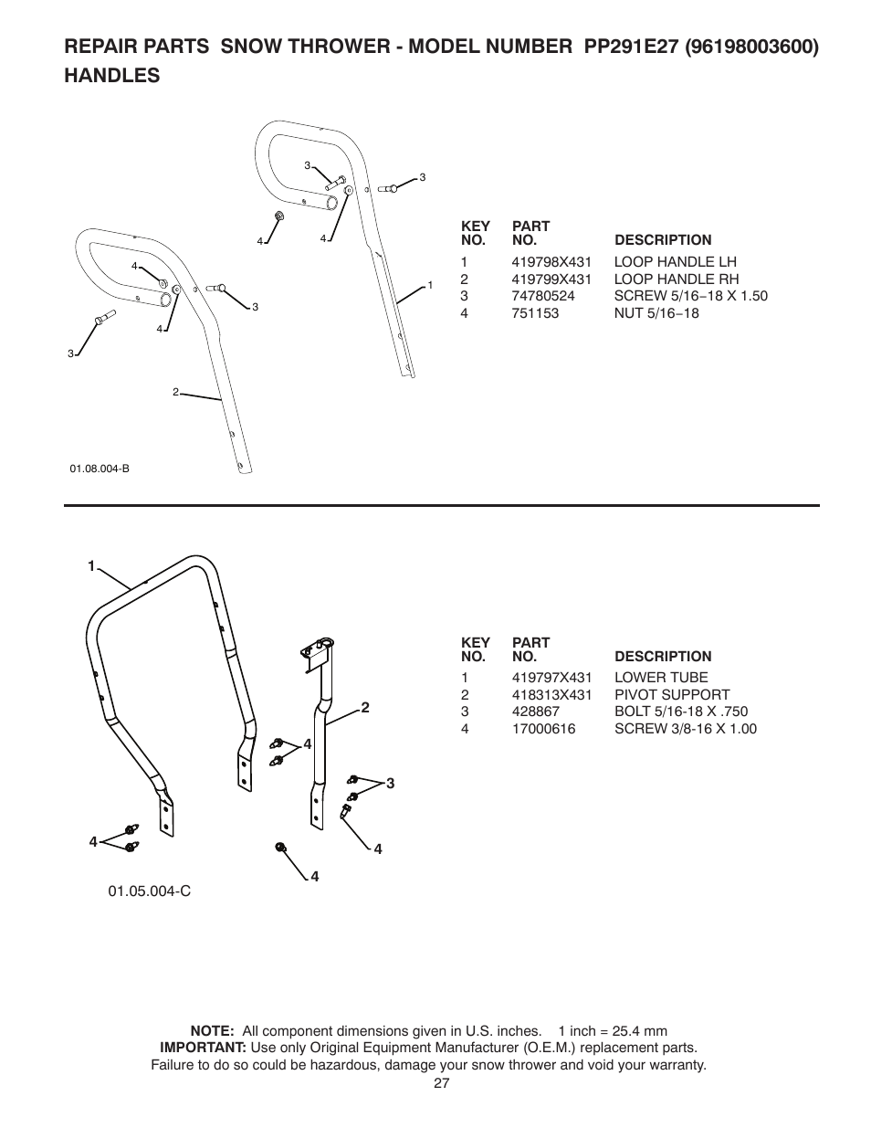 Handles | Poulan 435564 User Manual | Page 27 / 40