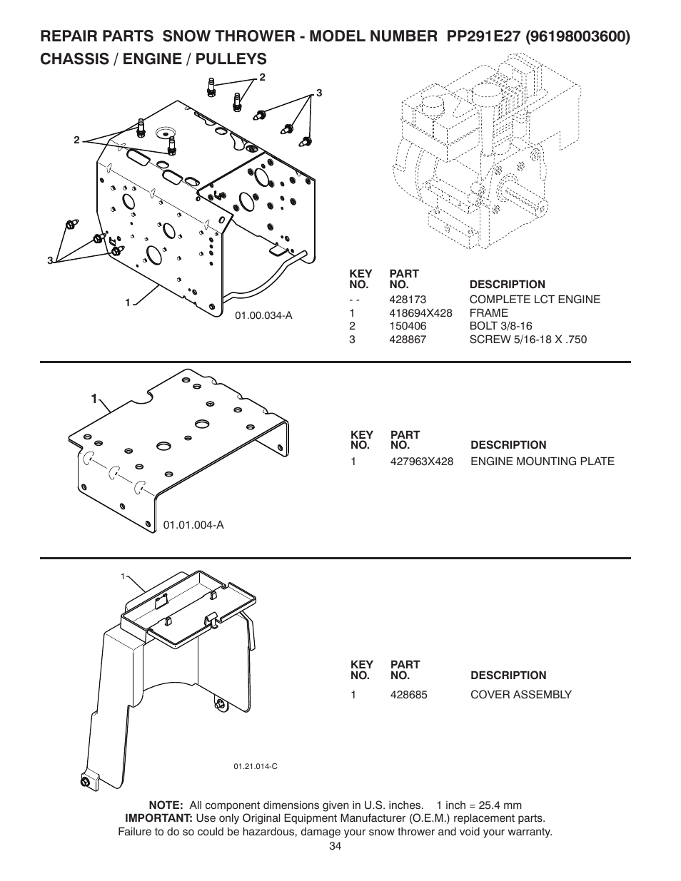 Chassis / engine / pulleys | Poulan 435564 User Manual | Page 34 / 40