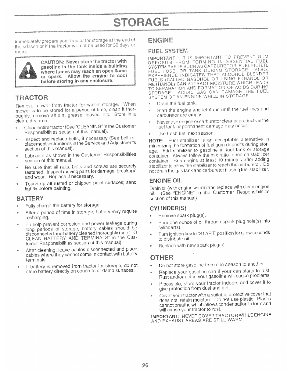 Battery, Cylindef, Tractor | I tic-mh oil | Poulan 169482 User Manual | Page 26 / 42
