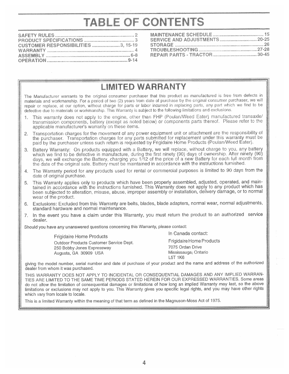 Poulan 169482 User Manual | Page 4 / 42
