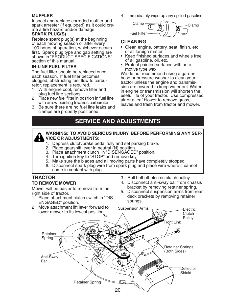 Service and adjustments | Poulan 191616 User Manual | Page 20 / 29