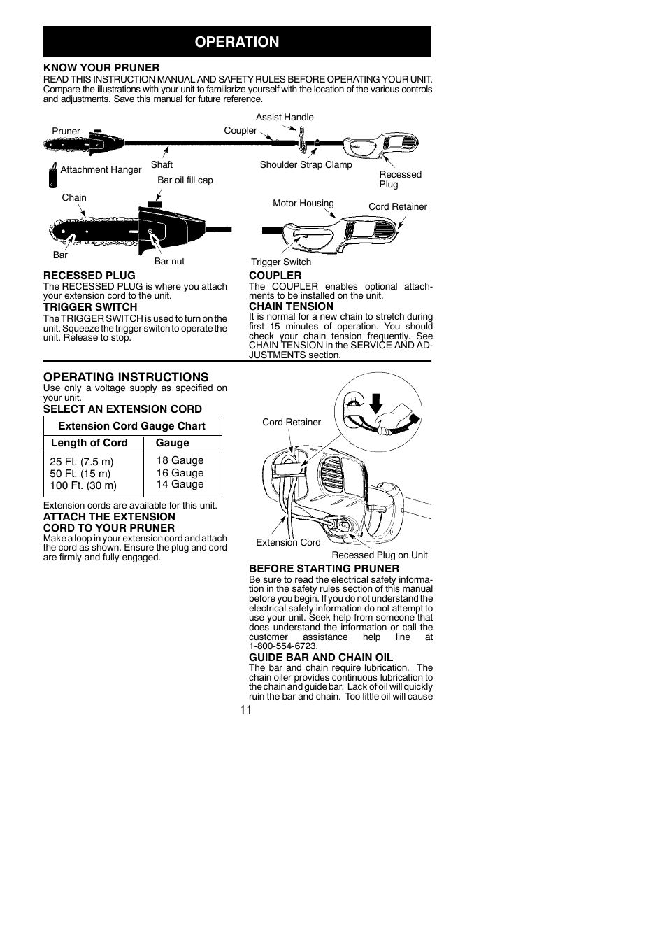 Operation | Poulan 545117550 User Manual | Page 11 / 17
