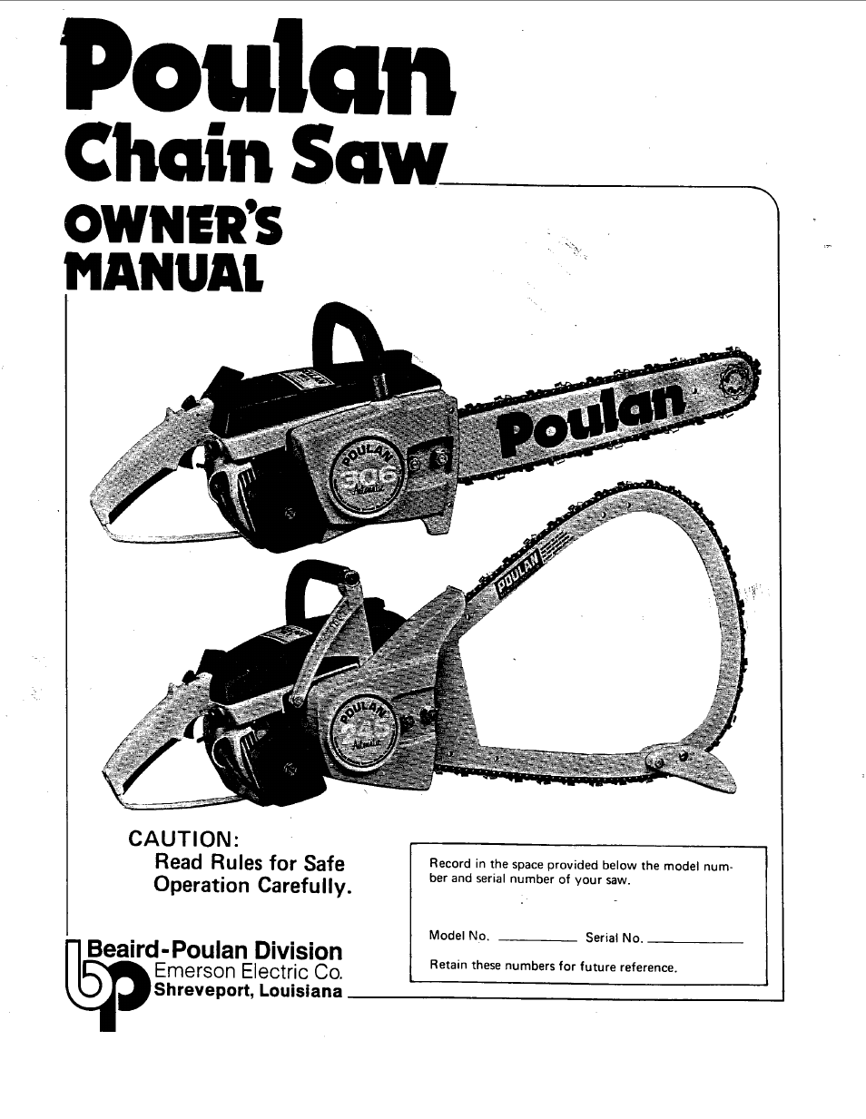 Poulan 1980-02 User Manual | 9 pages