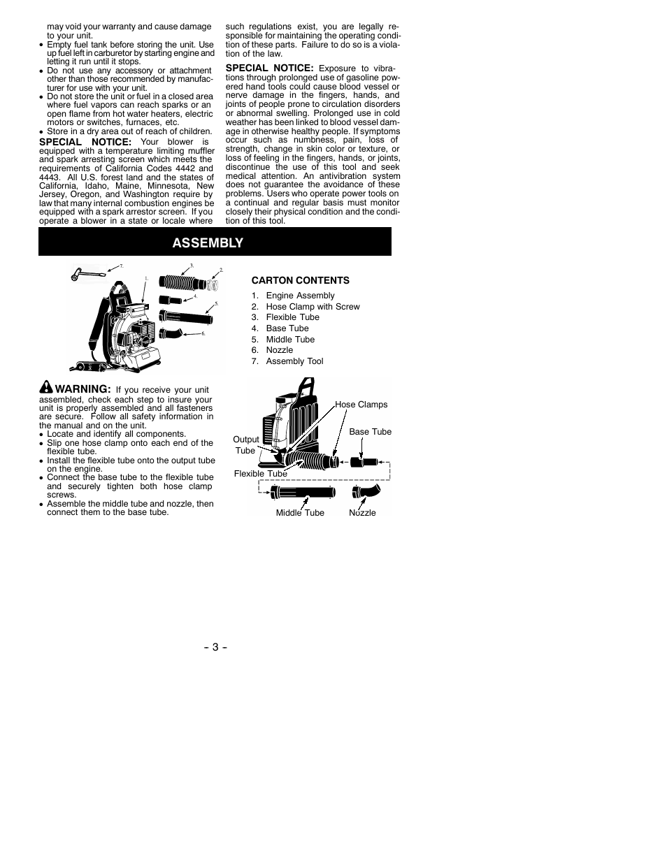 Assembly | Poulan BP400 User Manual | Page 3 / 7