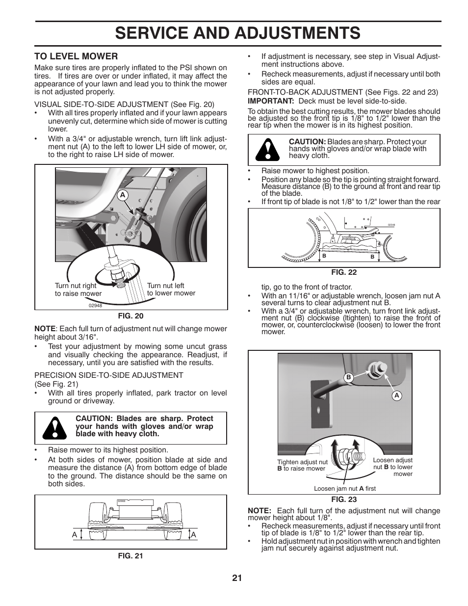 Service and adjustments | Poulan 411188 User Manual | Page 21 / 48