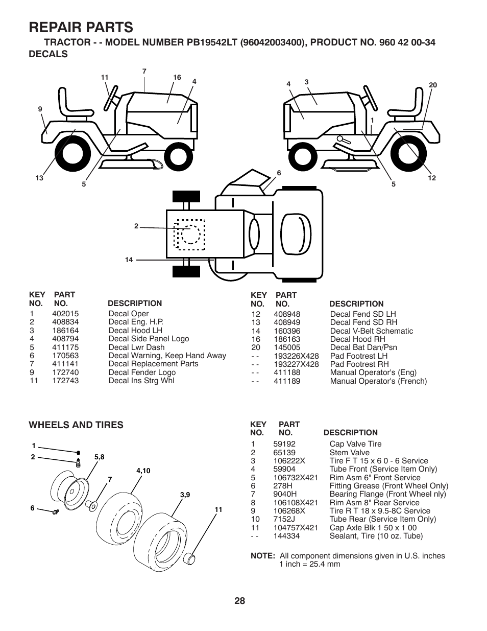 Repair parts | Poulan 411188 User Manual | Page 28 / 48