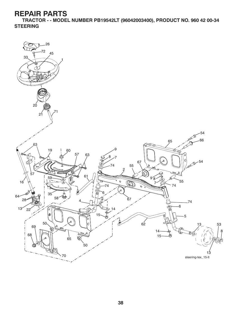 Repair parts | Poulan 411188 User Manual | Page 38 / 48