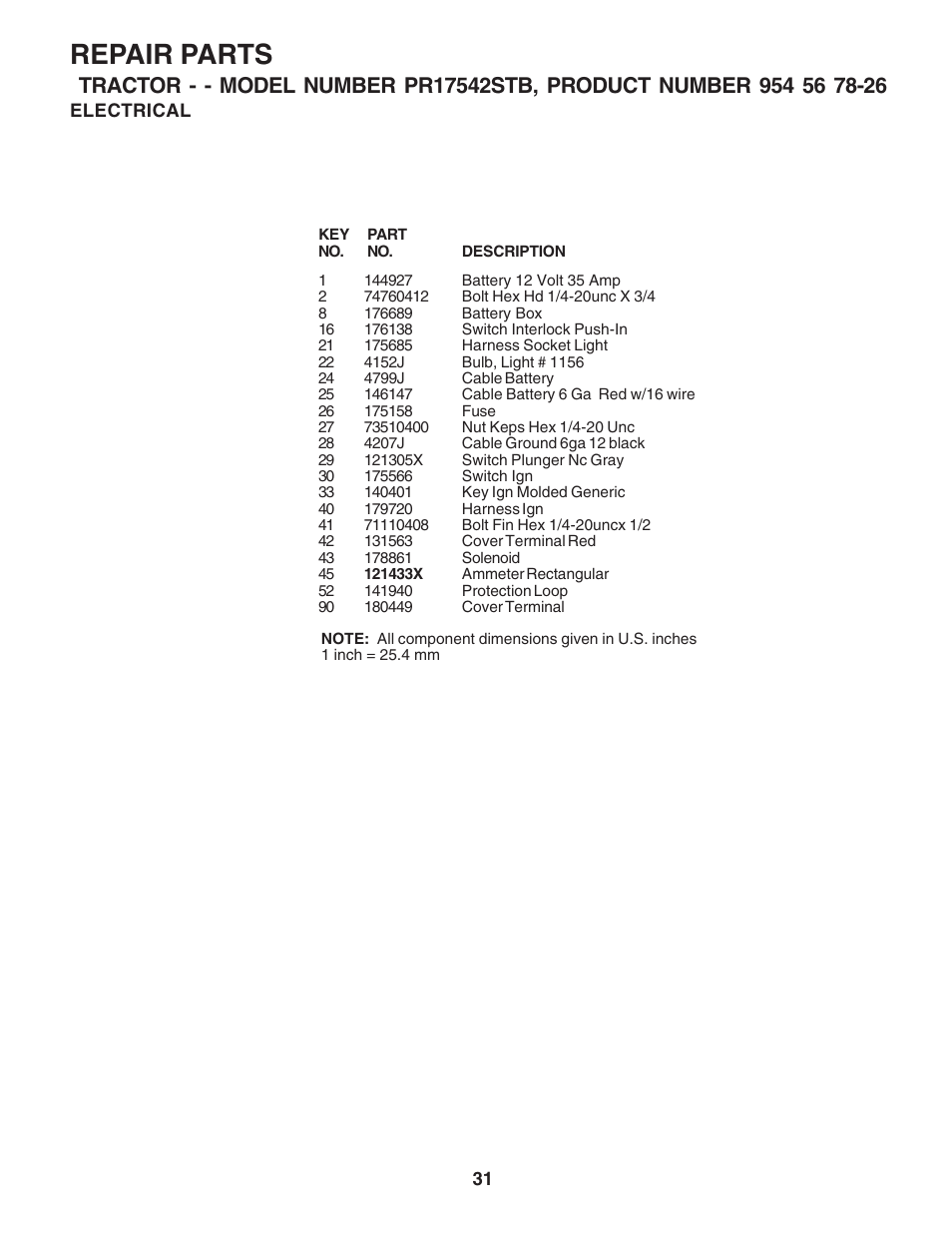 Repair parts | Poulan 183044 User Manual | Page 31 / 52