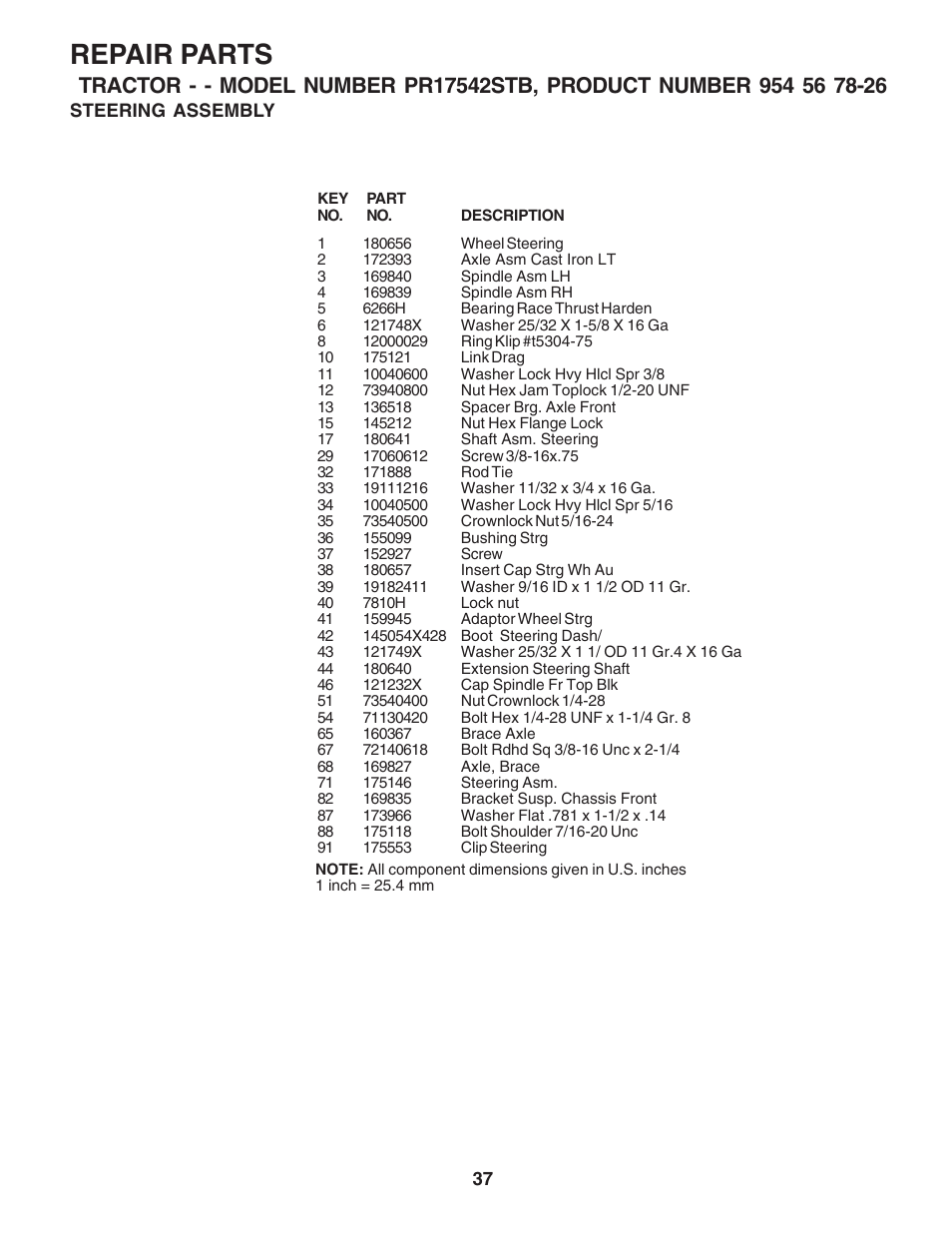 Repair parts | Poulan 183044 User Manual | Page 37 / 52