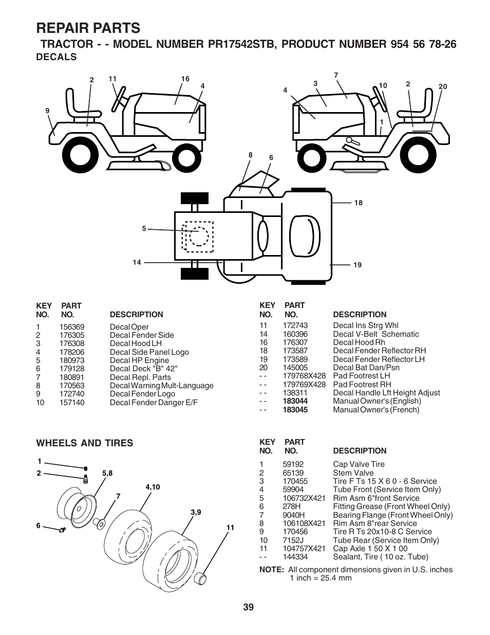 Repair parts | Poulan 183044 User Manual | Page 39 / 52