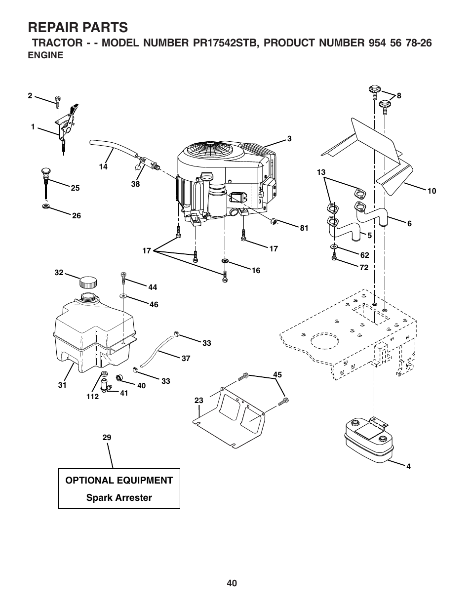 Repair parts | Poulan 183044 User Manual | Page 40 / 52