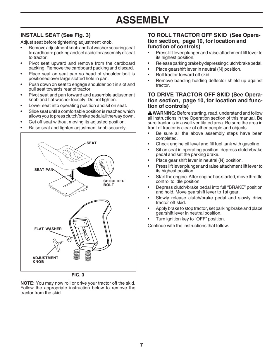 Assembly | Poulan 183044 User Manual | Page 7 / 52