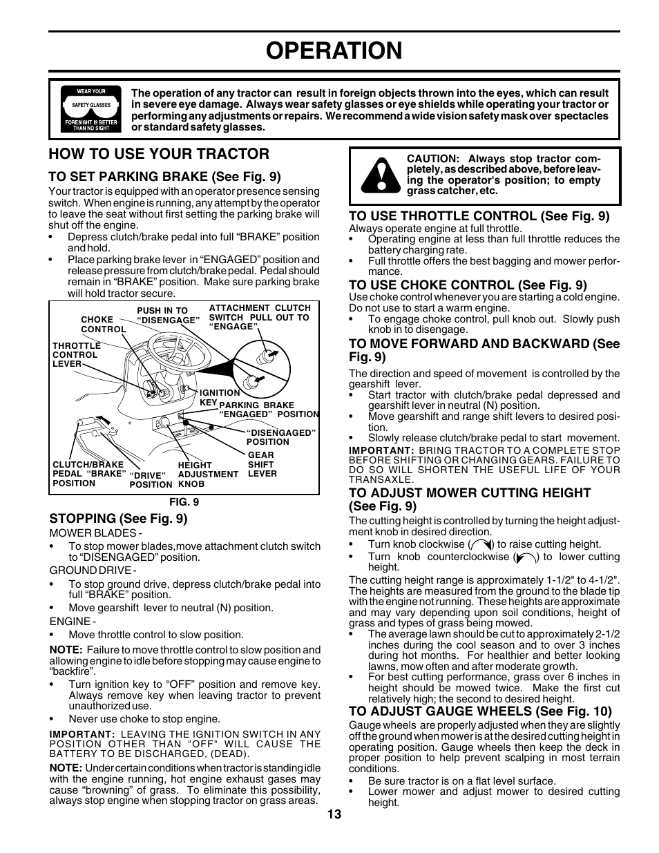 Operation, How to use your tractor | Poulan 177271 User Manual | Page 13 / 52