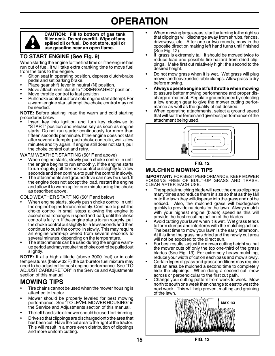 Operation, Mowing tips | Poulan 177271 User Manual | Page 15 / 52
