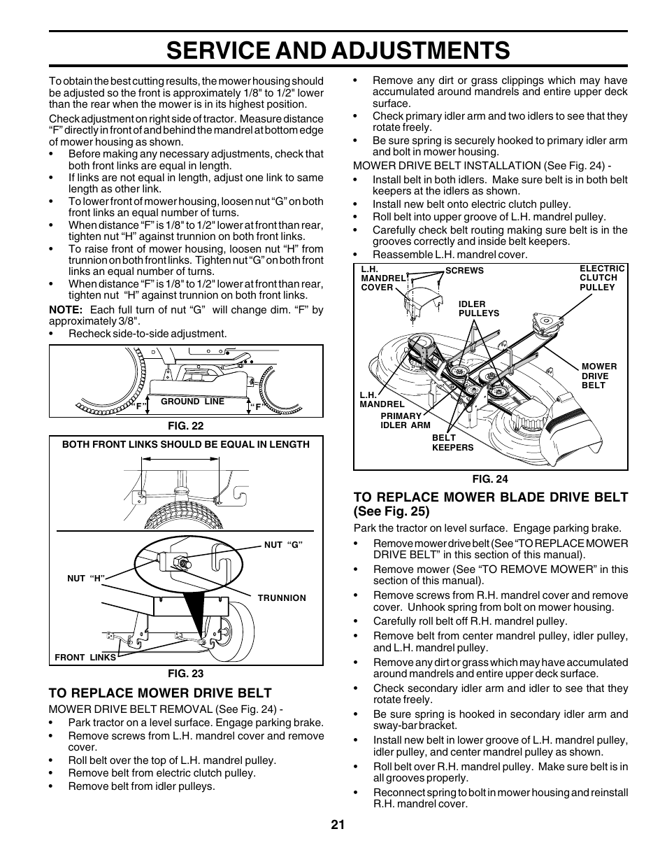 Service and adjustments | Poulan 177271 User Manual | Page 21 / 52