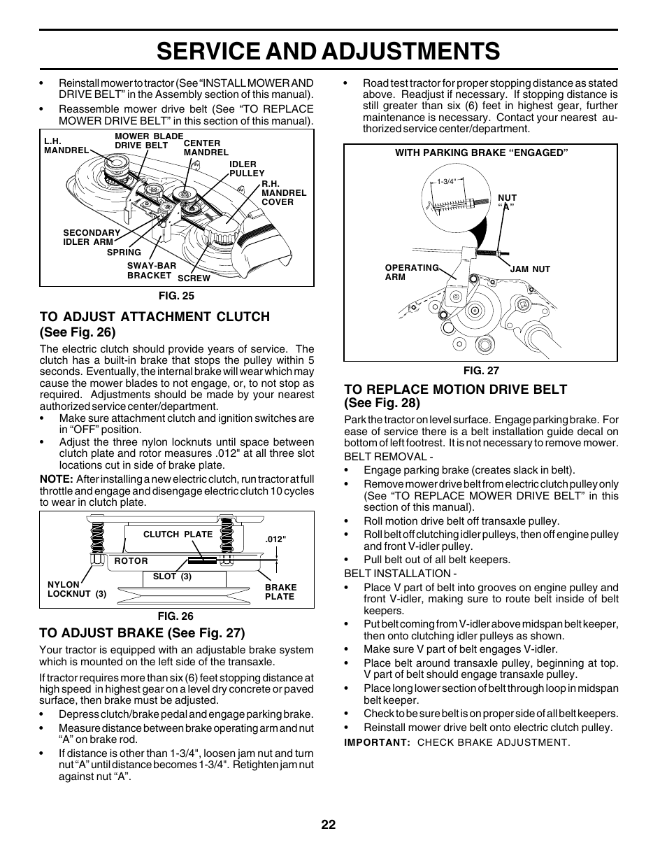 Service and adjustments | Poulan 177271 User Manual | Page 22 / 52