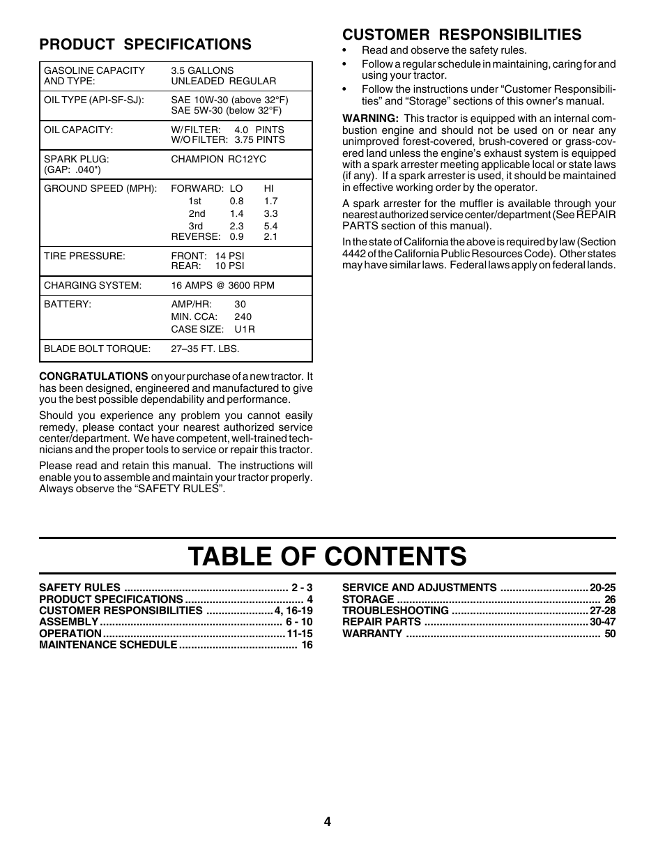 Poulan 177271 User Manual | Page 4 / 52
