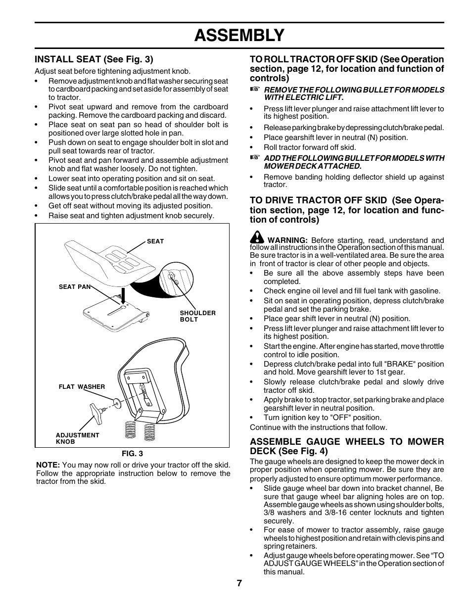 Assembly | Poulan 177271 User Manual | Page 7 / 52