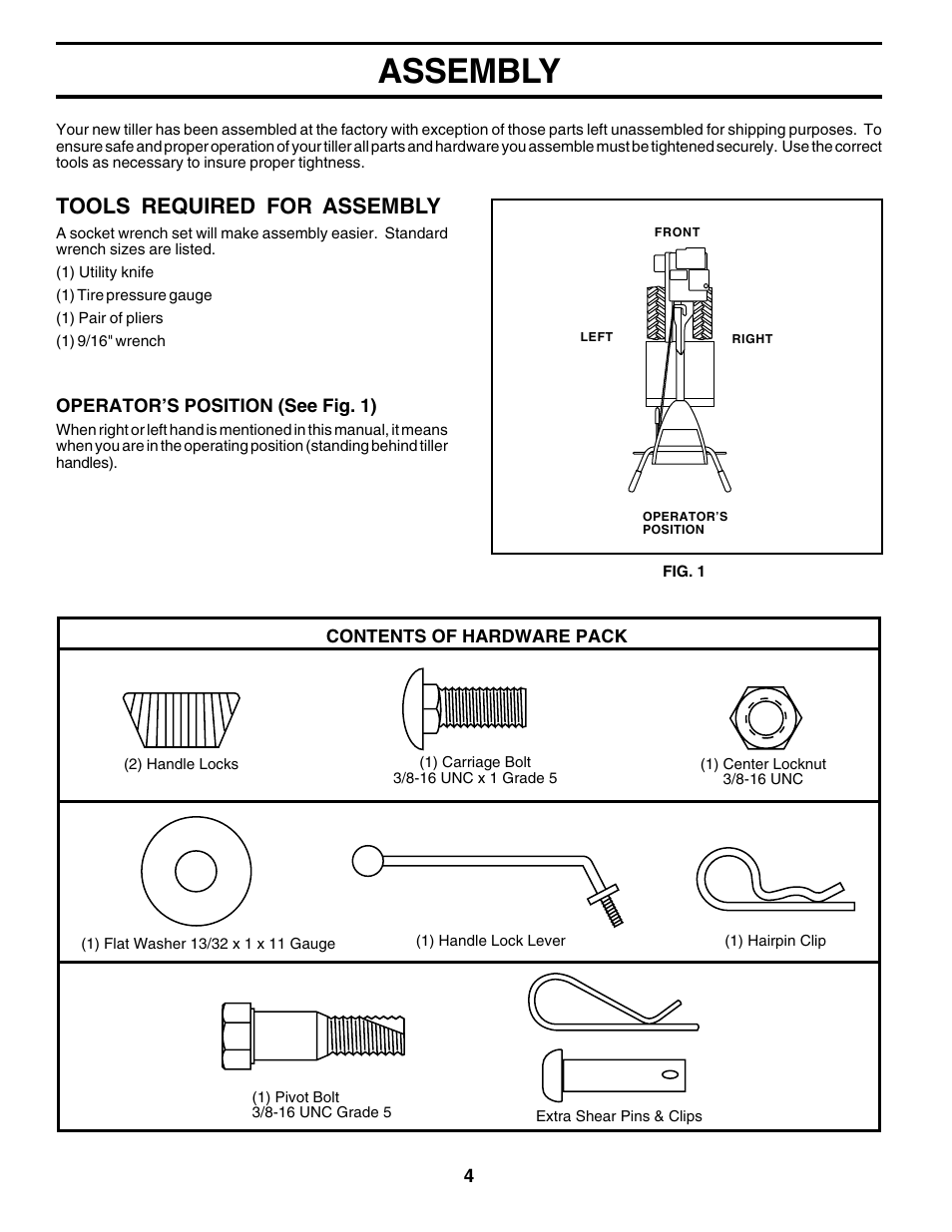 Assembly, Tools required for assembly | Poulan 175680 User Manual | Page 4 / 28