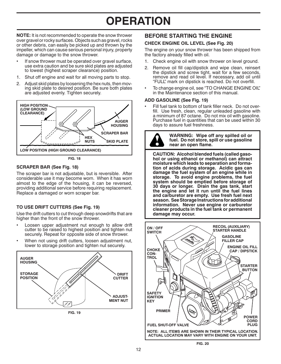 Operation, Before starting the engine | Poulan 435557 User Manual | Page 12 / 44