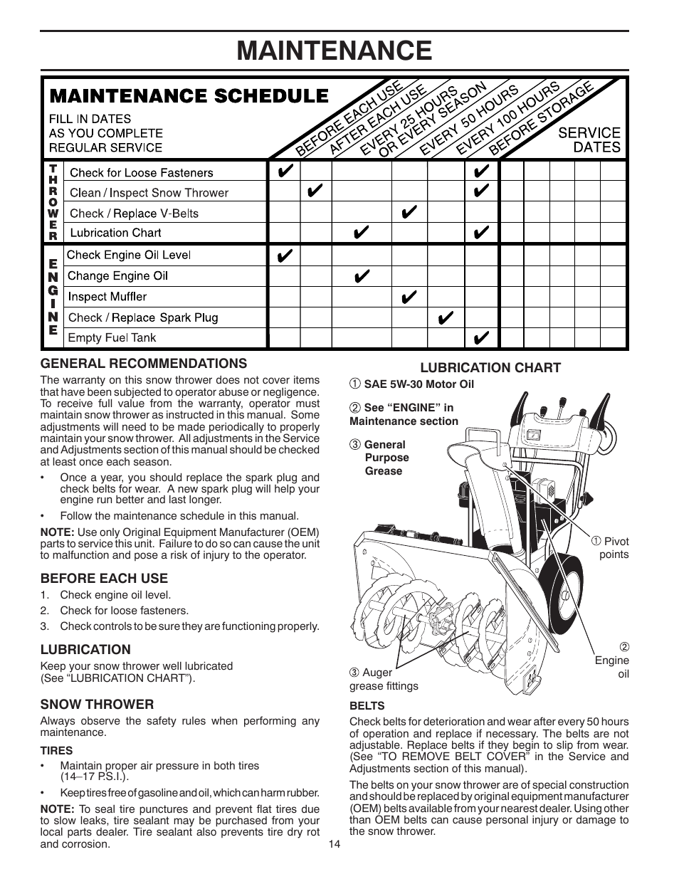 Maintenance | Poulan 435557 User Manual | Page 14 / 44