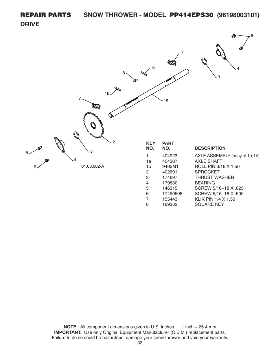 Drive | Poulan 435557 User Manual | Page 33 / 44