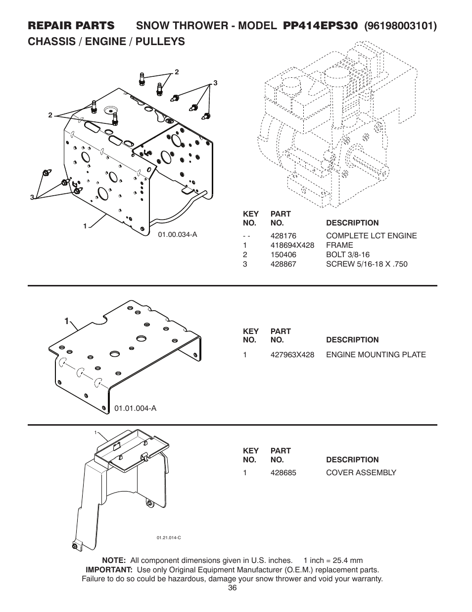 Chassis / engine / pulleys | Poulan 435557 User Manual | Page 36 / 44