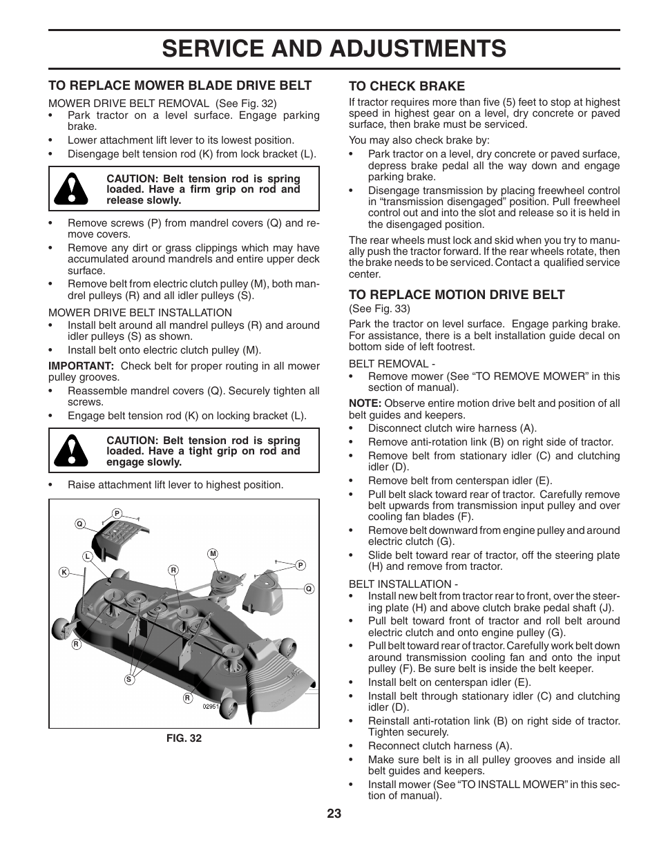 Service and adjustments | Poulan 405035 User Manual | Page 23 / 32