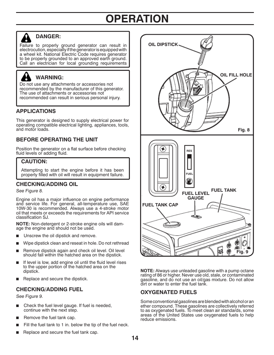 Operation | Poulan Pro PPG 6000 User Manual | Page 14 / 32