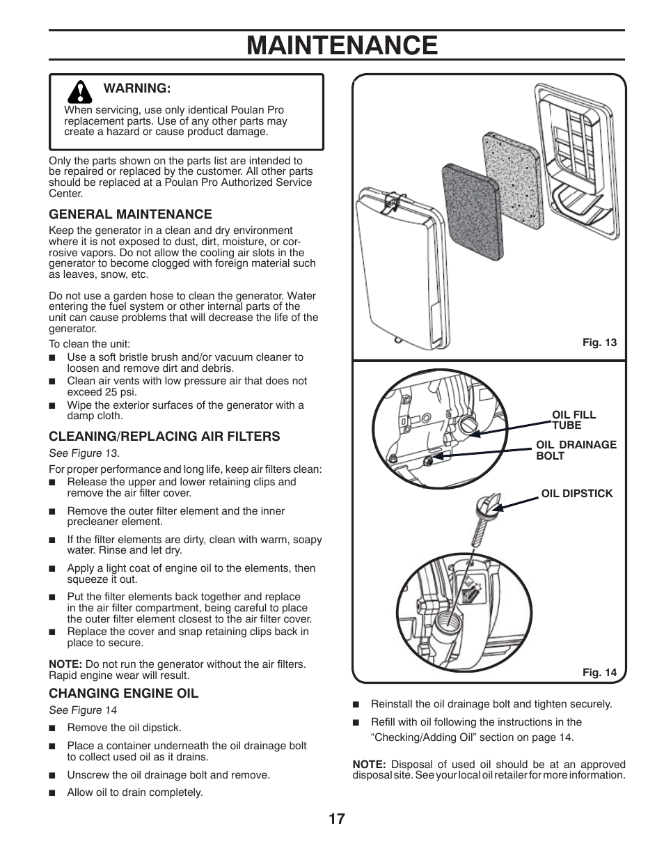 Maintenance | Poulan Pro PPG 6000 User Manual | Page 17 / 32