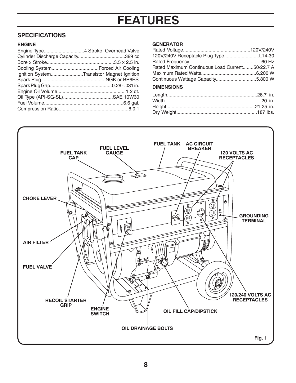 Features | Poulan Pro PPG 6000 User Manual | Page 8 / 32