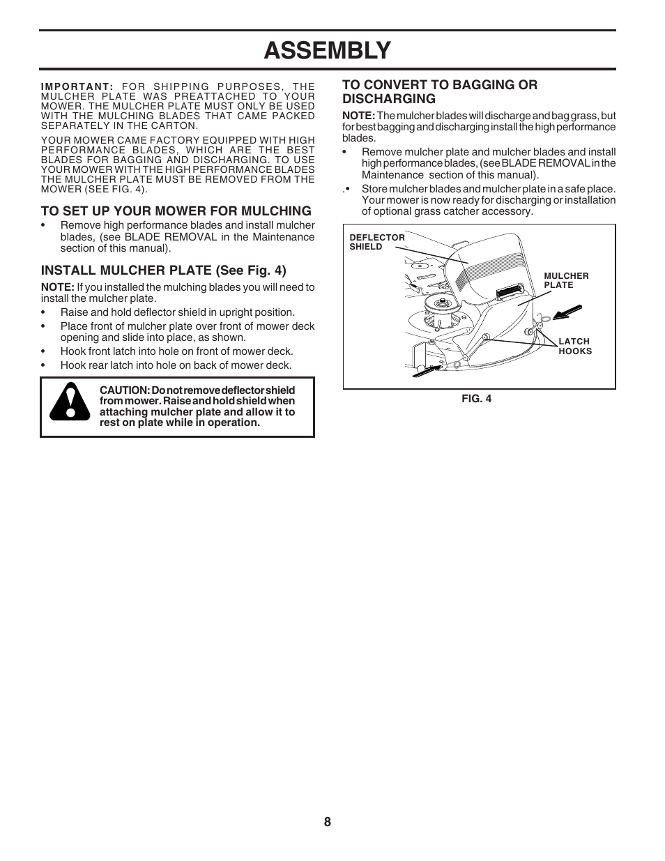 Assembly | Poulan 180265 User Manual | Page 8 / 48