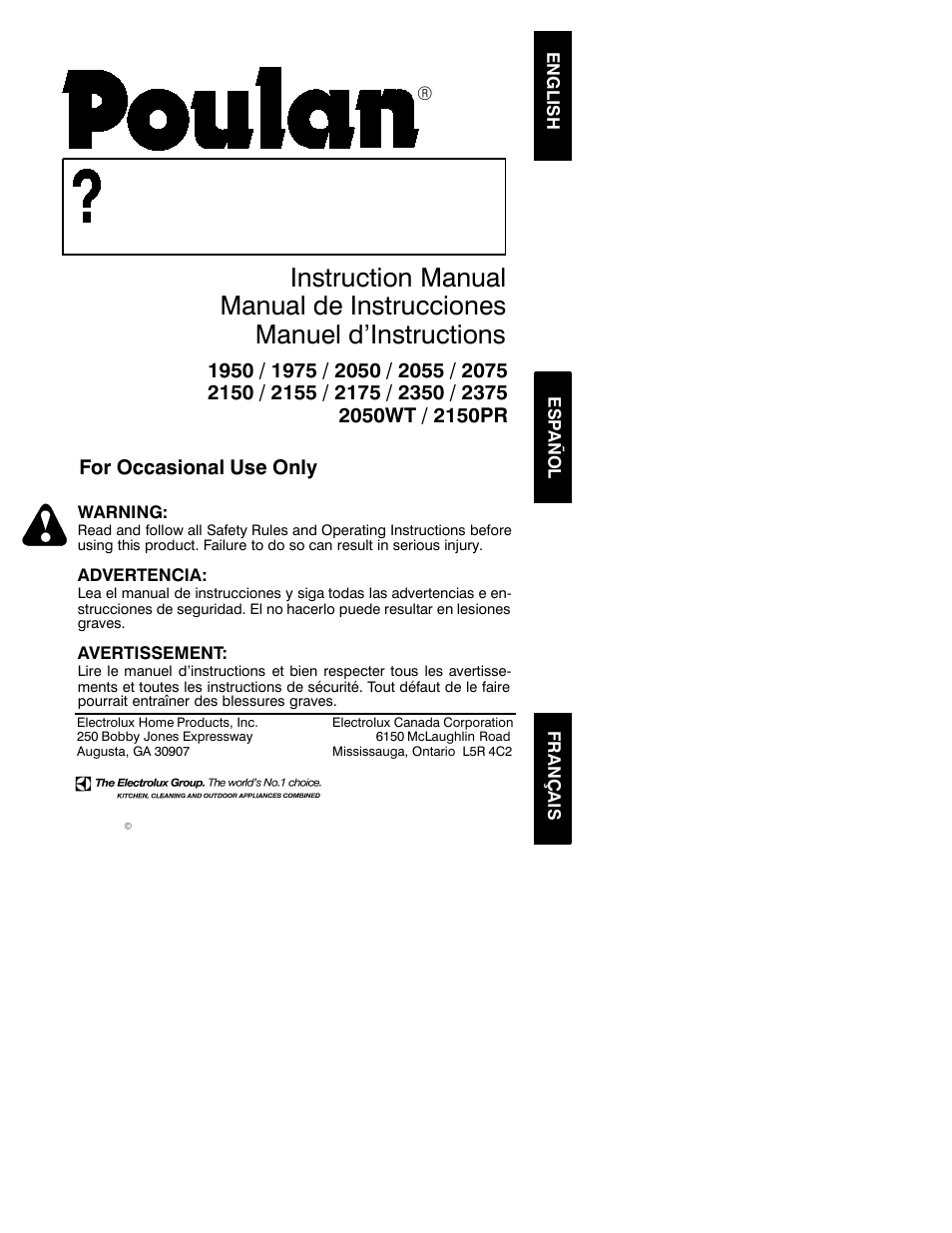 Poulan 2375 User Manual | 18 pages