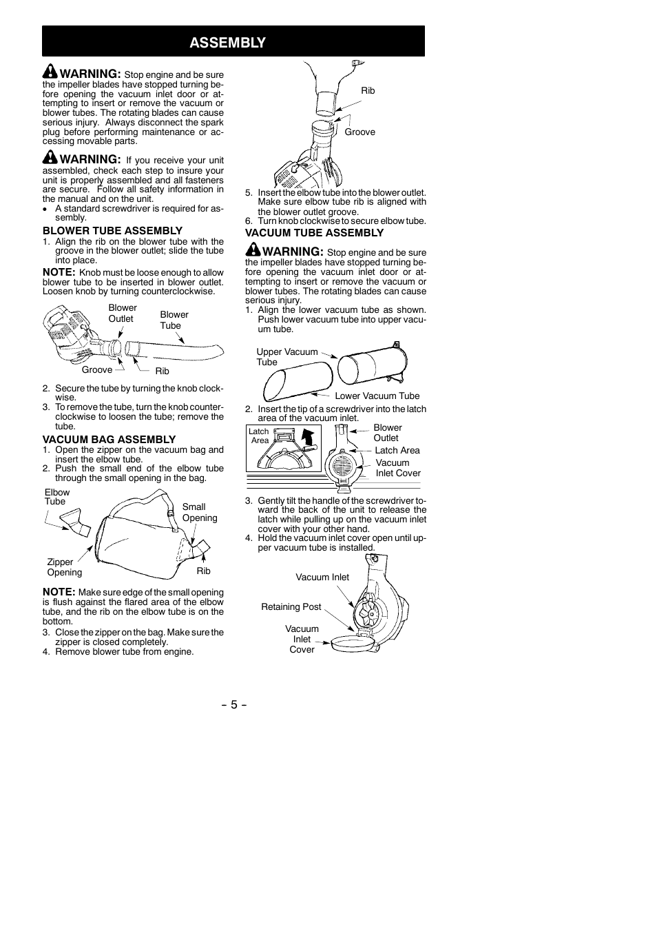 Assembly, Warning | Poulan 545117517 User Manual | Page 5 / 13