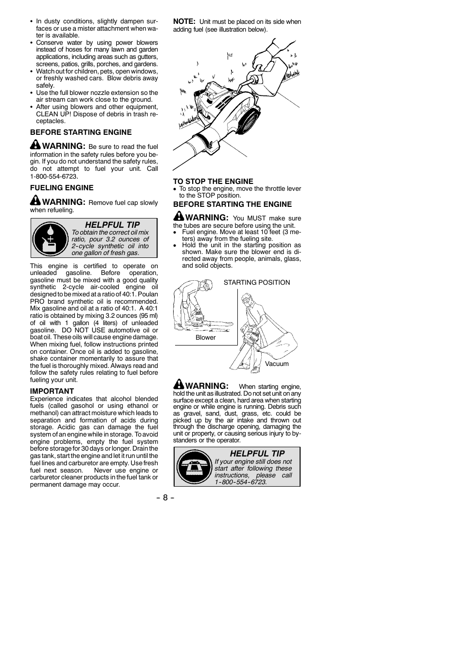Warning, Helpful tip | Poulan 545117517 User Manual | Page 8 / 13