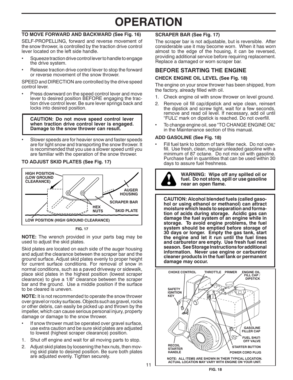 Operation, Before starting the engine | Poulan 424053 User Manual | Page 11 / 40