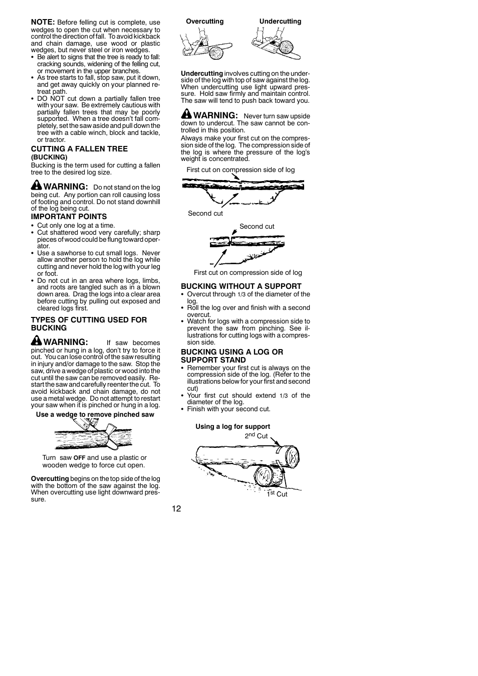 Warning | Poulan PP4620AVL User Manual | Page 12 / 18