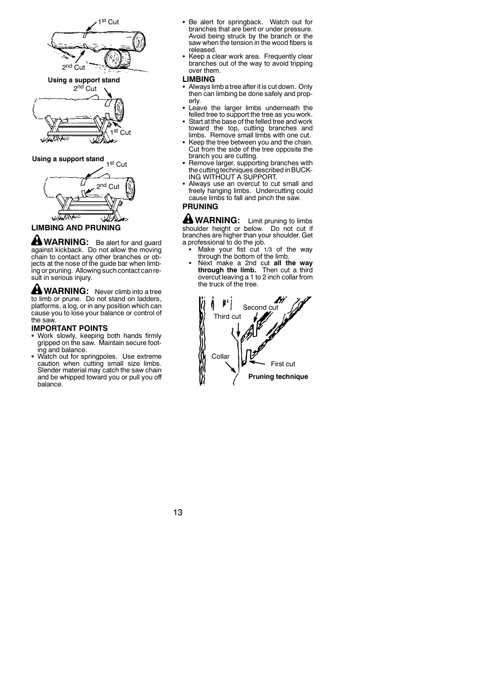 Warning | Poulan PP4620AVL User Manual | Page 13 / 18