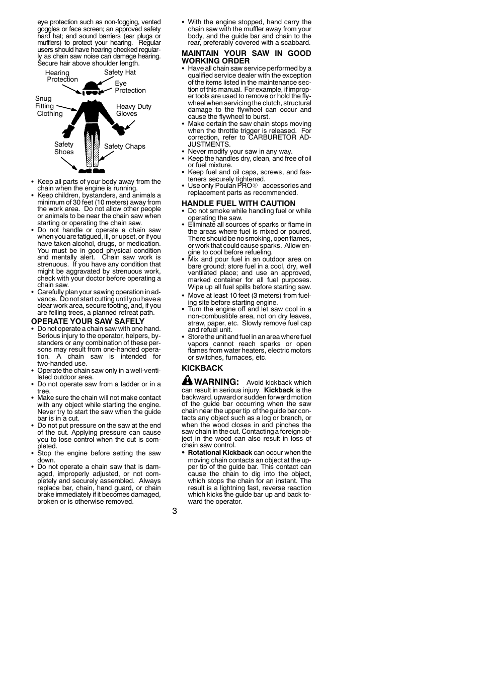 Warning | Poulan PP4620AVL User Manual | Page 3 / 18