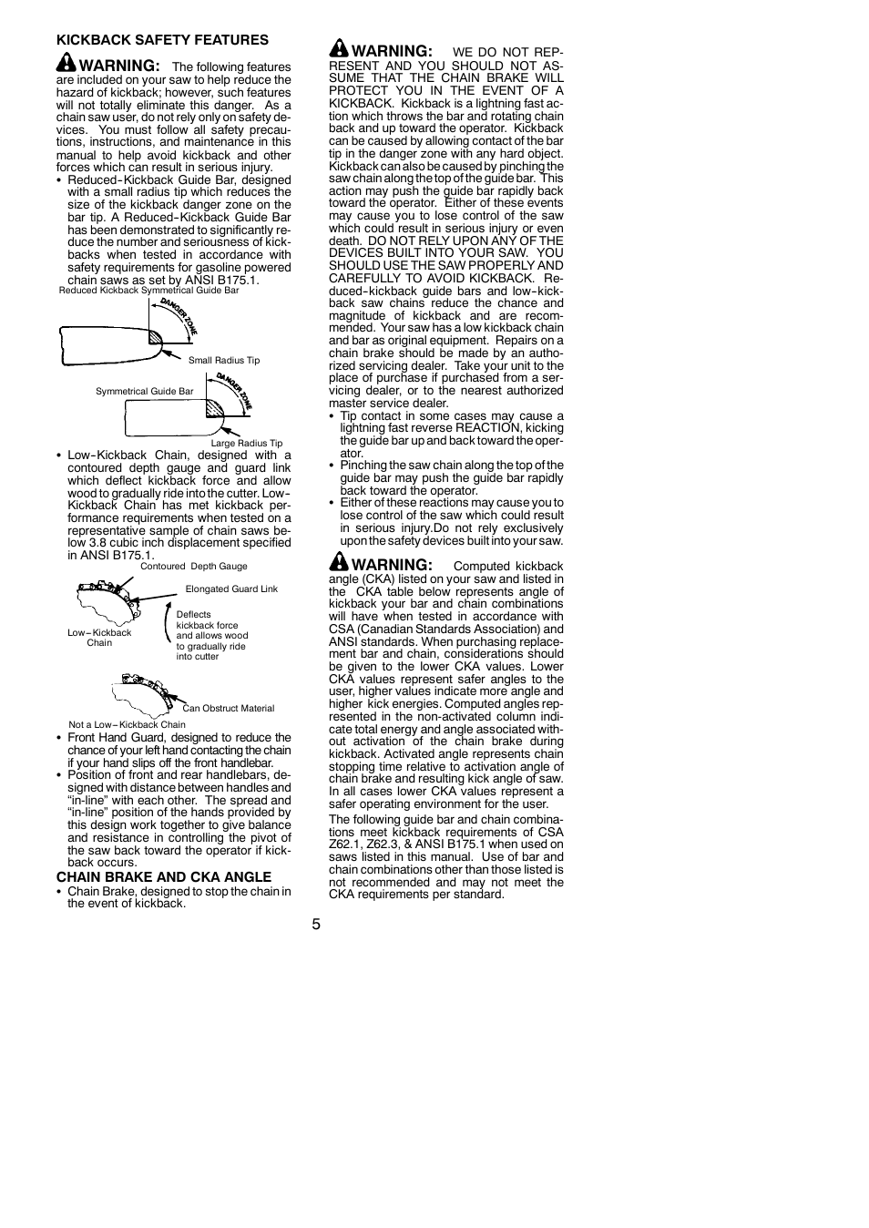 Warning | Poulan PP4620AVL User Manual | Page 5 / 18