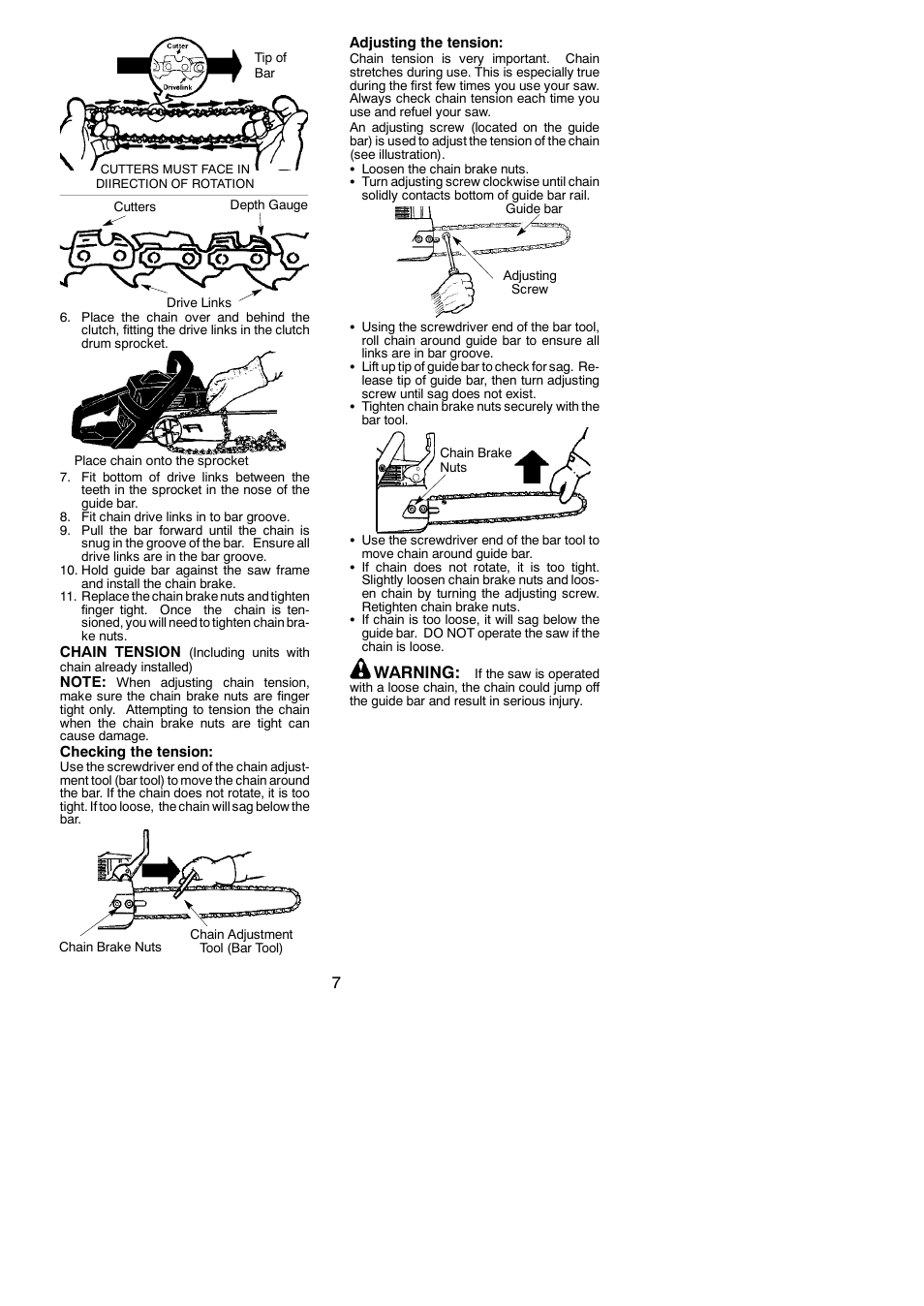 Warning | Poulan PP4620AVL User Manual | Page 7 / 18