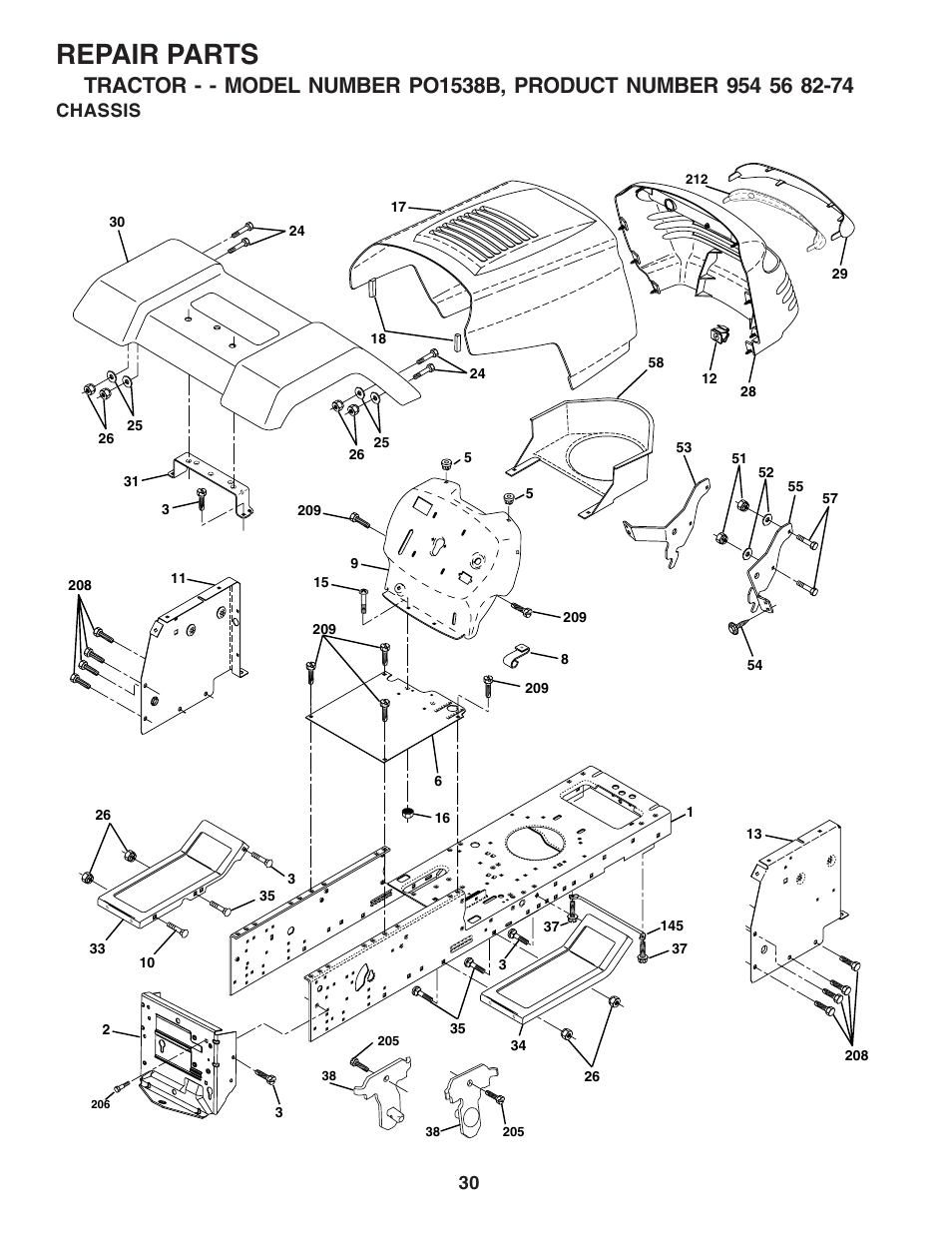 Repair parts, Chassis | Poulan 182946 User Manual | Page 30 / 48