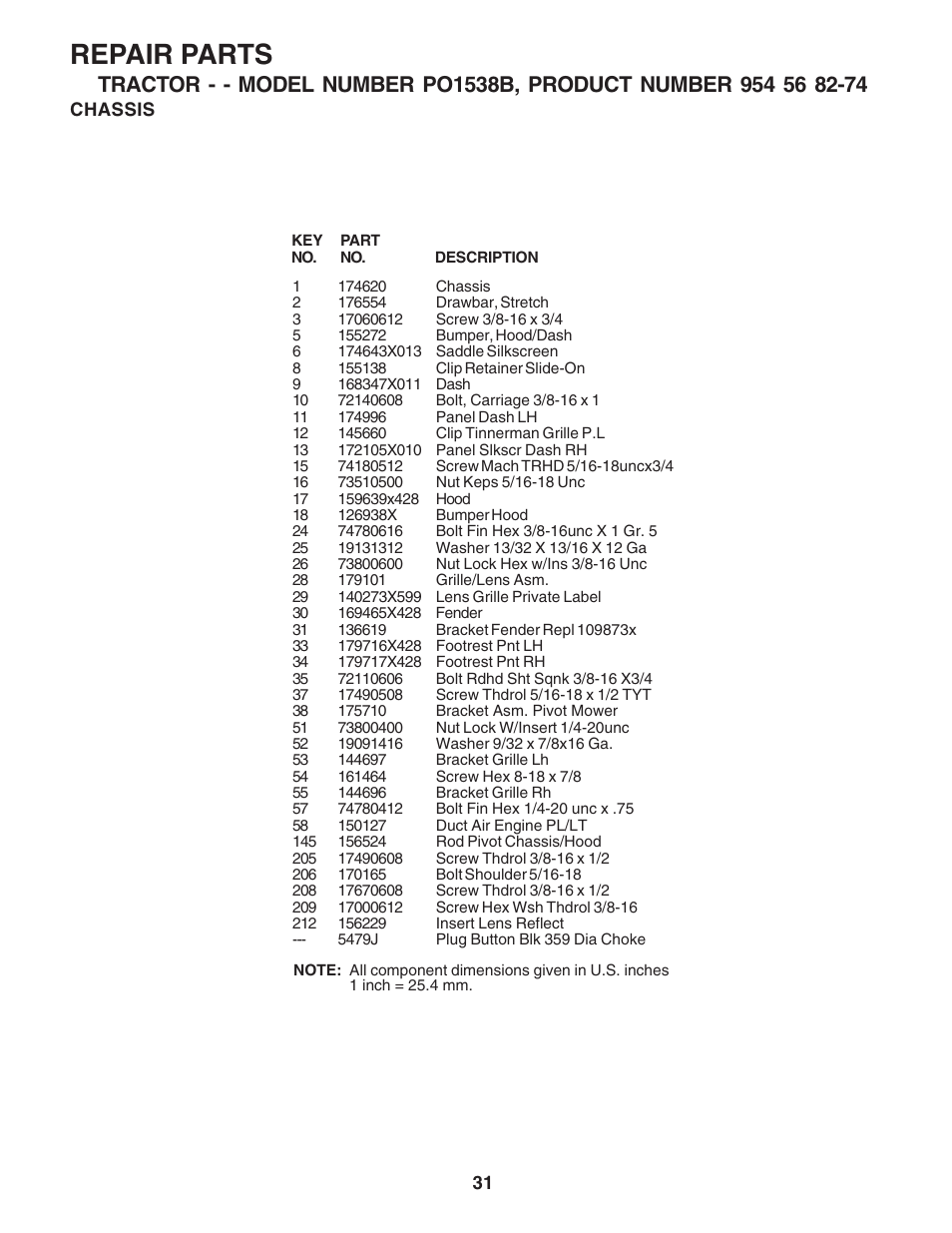 Repair parts | Poulan 182946 User Manual | Page 31 / 48