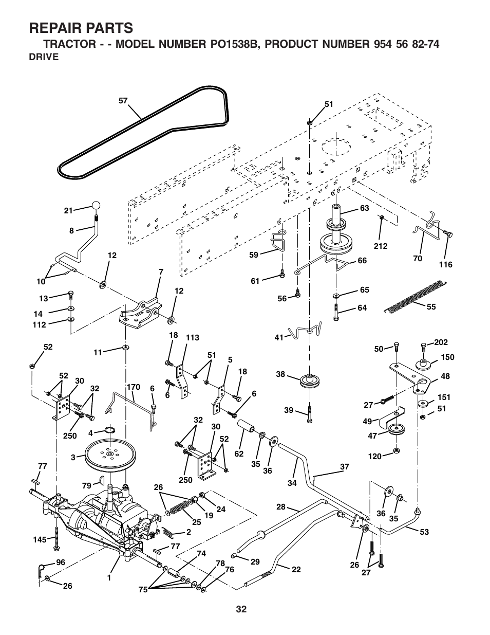 Repair parts | Poulan 182946 User Manual | Page 32 / 48