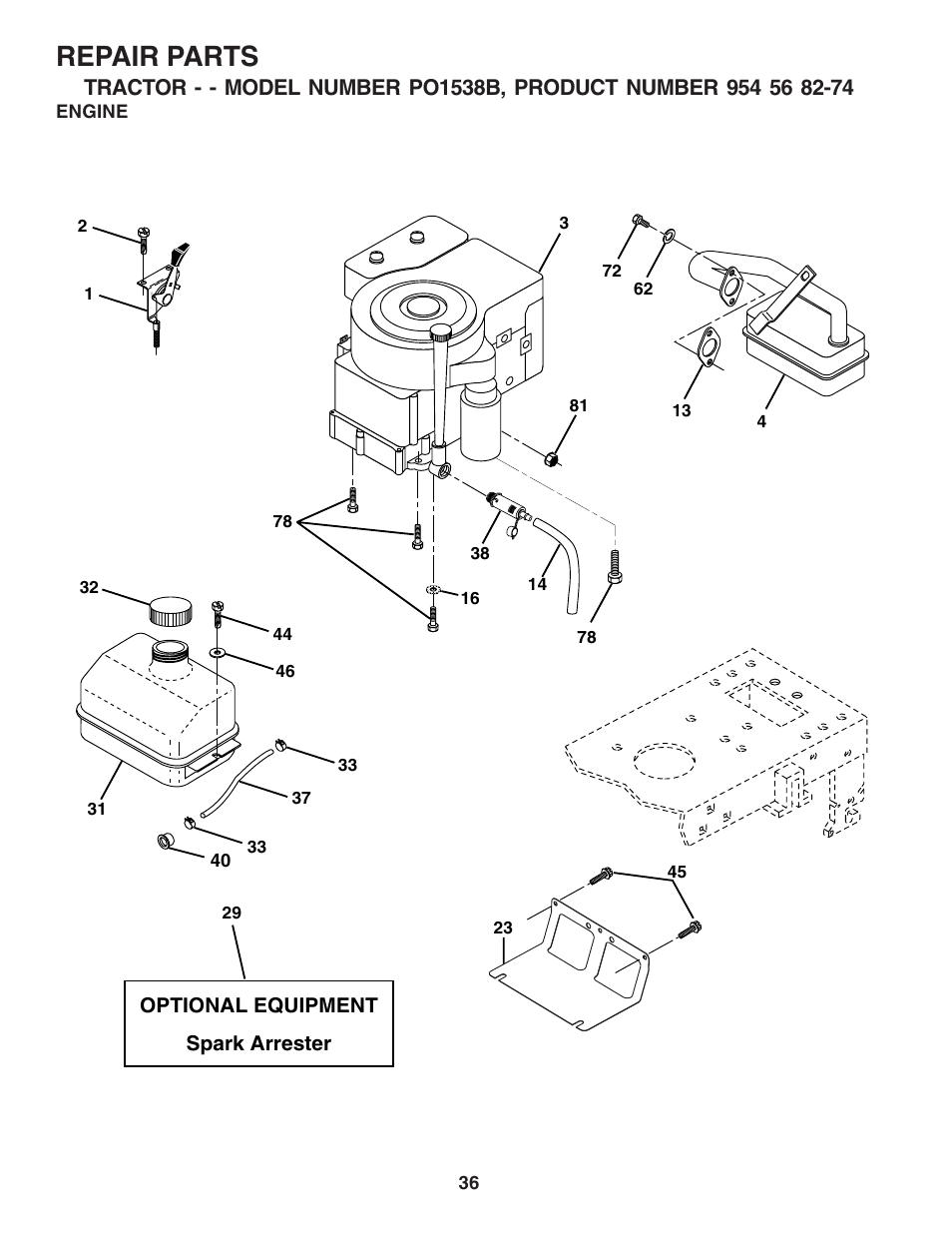Repair parts | Poulan 182946 User Manual | Page 36 / 48